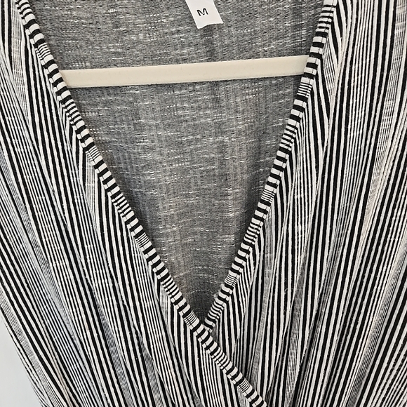 Caution To The Wind Striped Black and White Jumpsuit Medium Belted - Picture 3 of 11